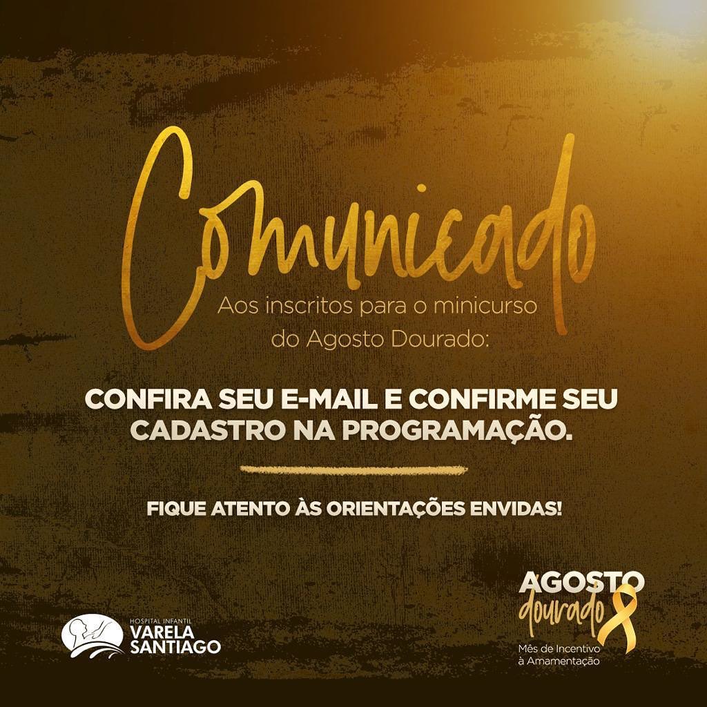 Comunicado aos inscritos para o minicurso do Agosto Dourado